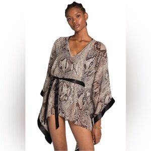 Roberto Cavalli Snakeskin Print
caftan dress with Black Trim